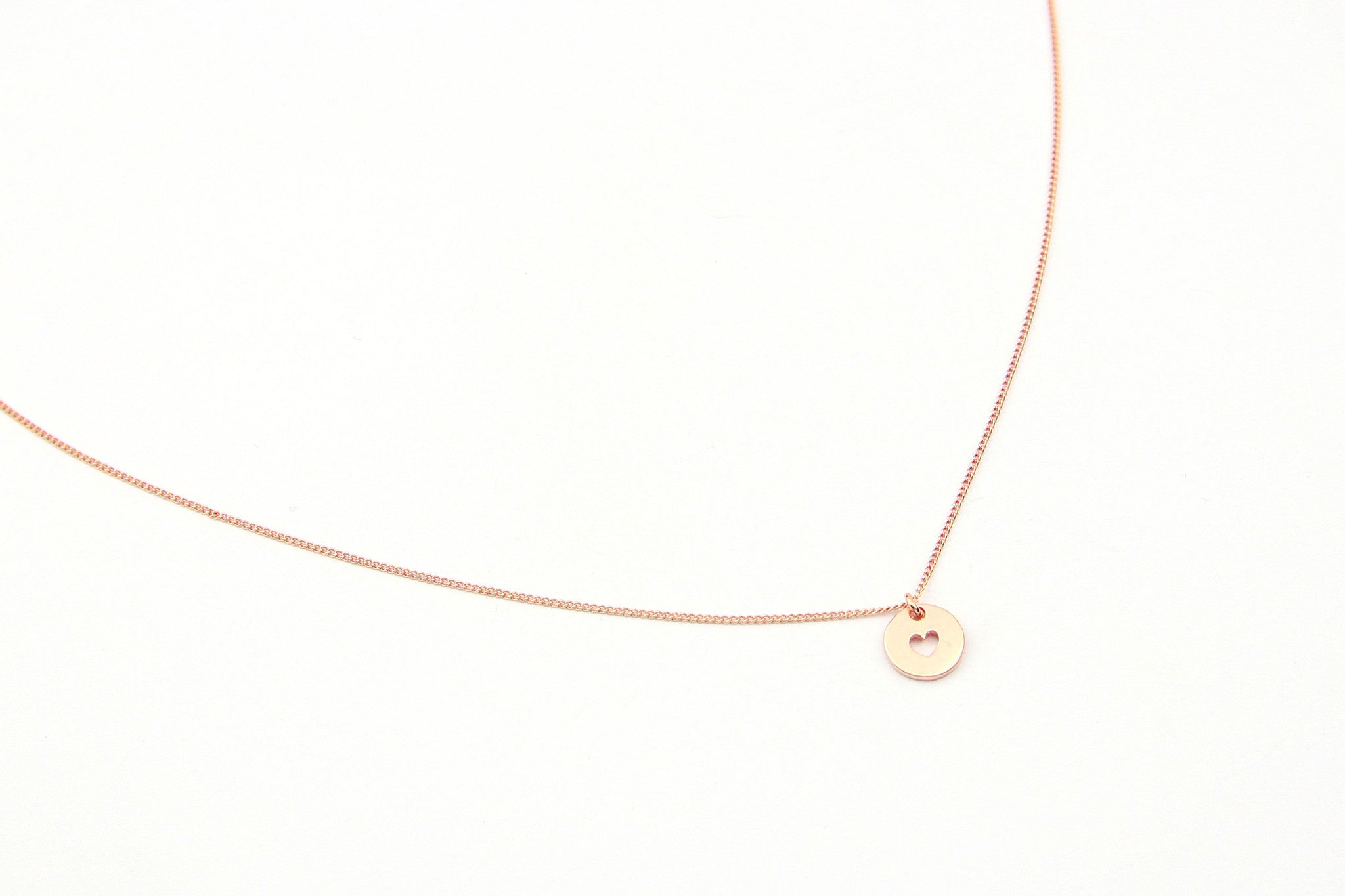 necklace love token rose gold plated fine heart round coin