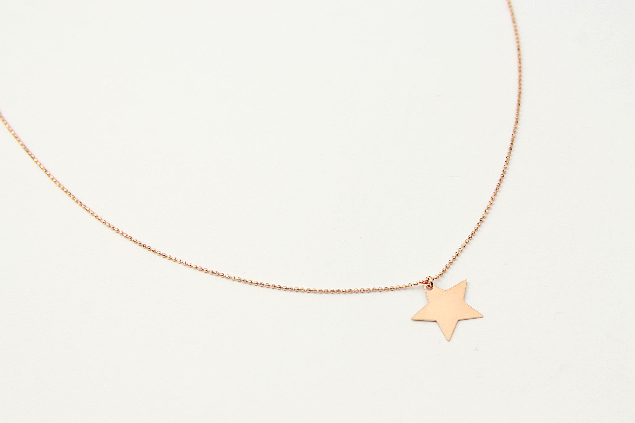 jewelberry  fine jewelry handmade with love fairtrade necklace kette plain star medium bead chain rose gold plated sterling silver