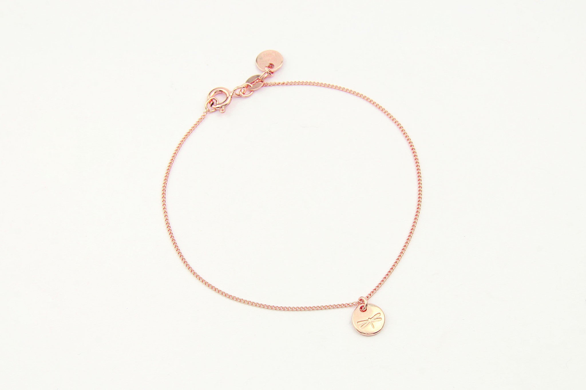 jewelberry armband bracelet dragonfly token rose gold plated sterling silver fine jewelry handmade with love fairtrade curb chain