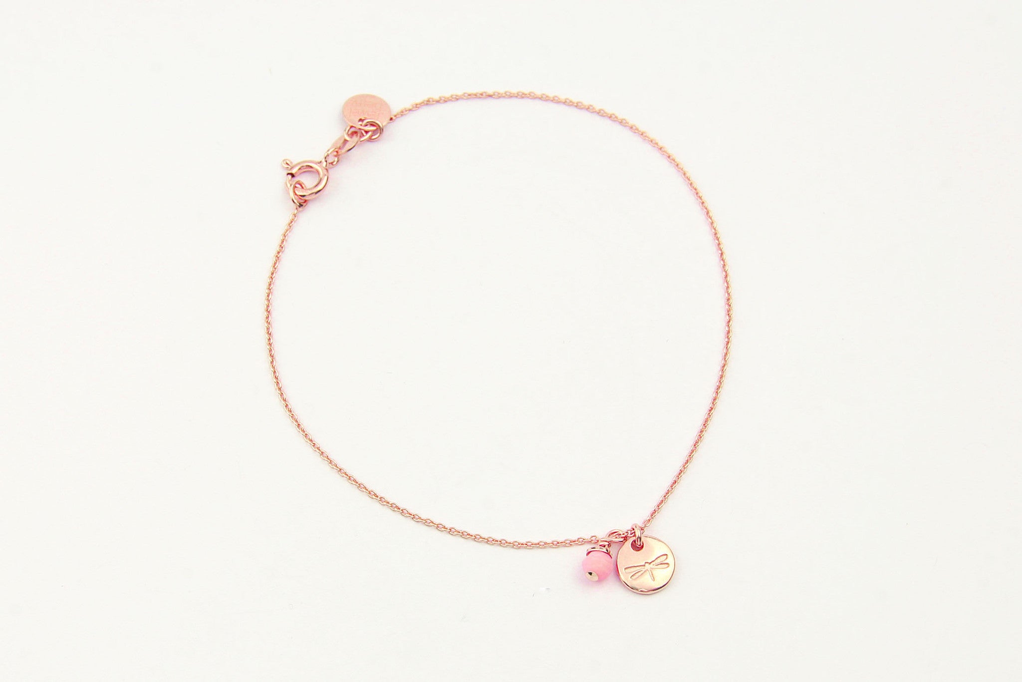 jewelberry armband bracelet dragonfly token rose gold plated sterling silver fine jewelry handmade with love fairtrade anchor chain