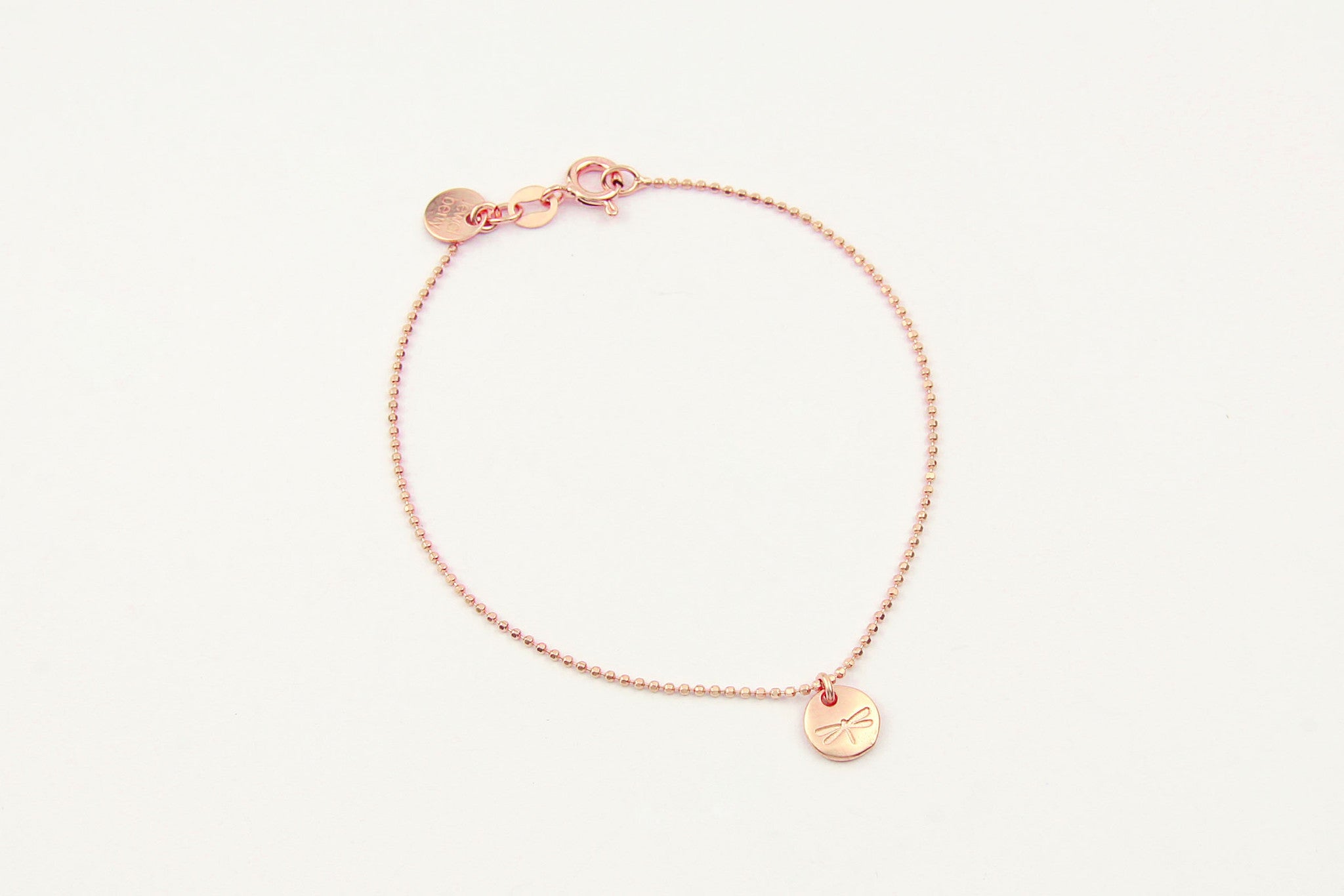 jewelberry armband bracelet dragonfly token rose gold plated sterling silver fine jewelry handmade with love fairtrade bead chain