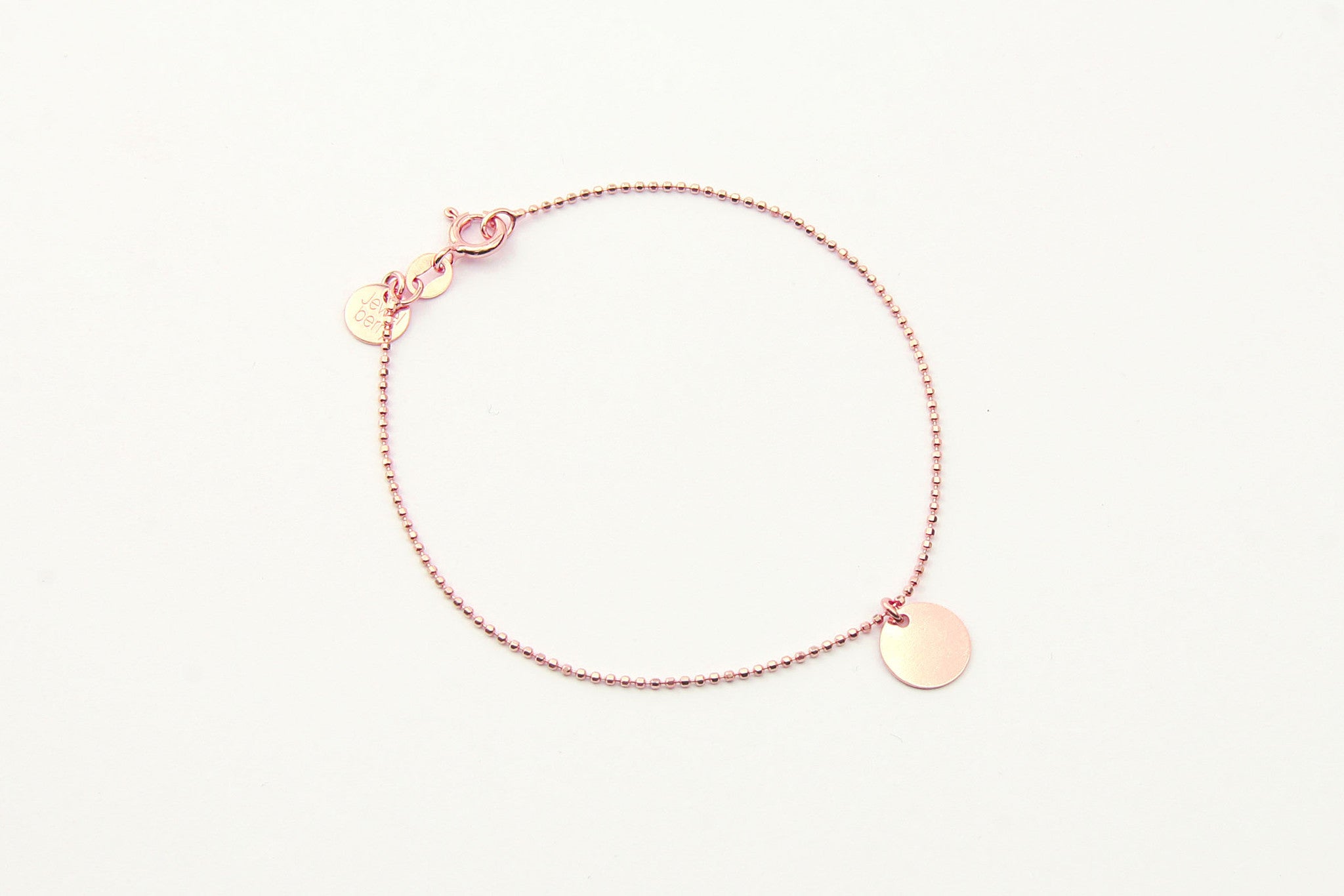 jewelberry armband bracelet small disc rose gold plated sterling silver fine jewelry handmade with love fairtrade bead chain