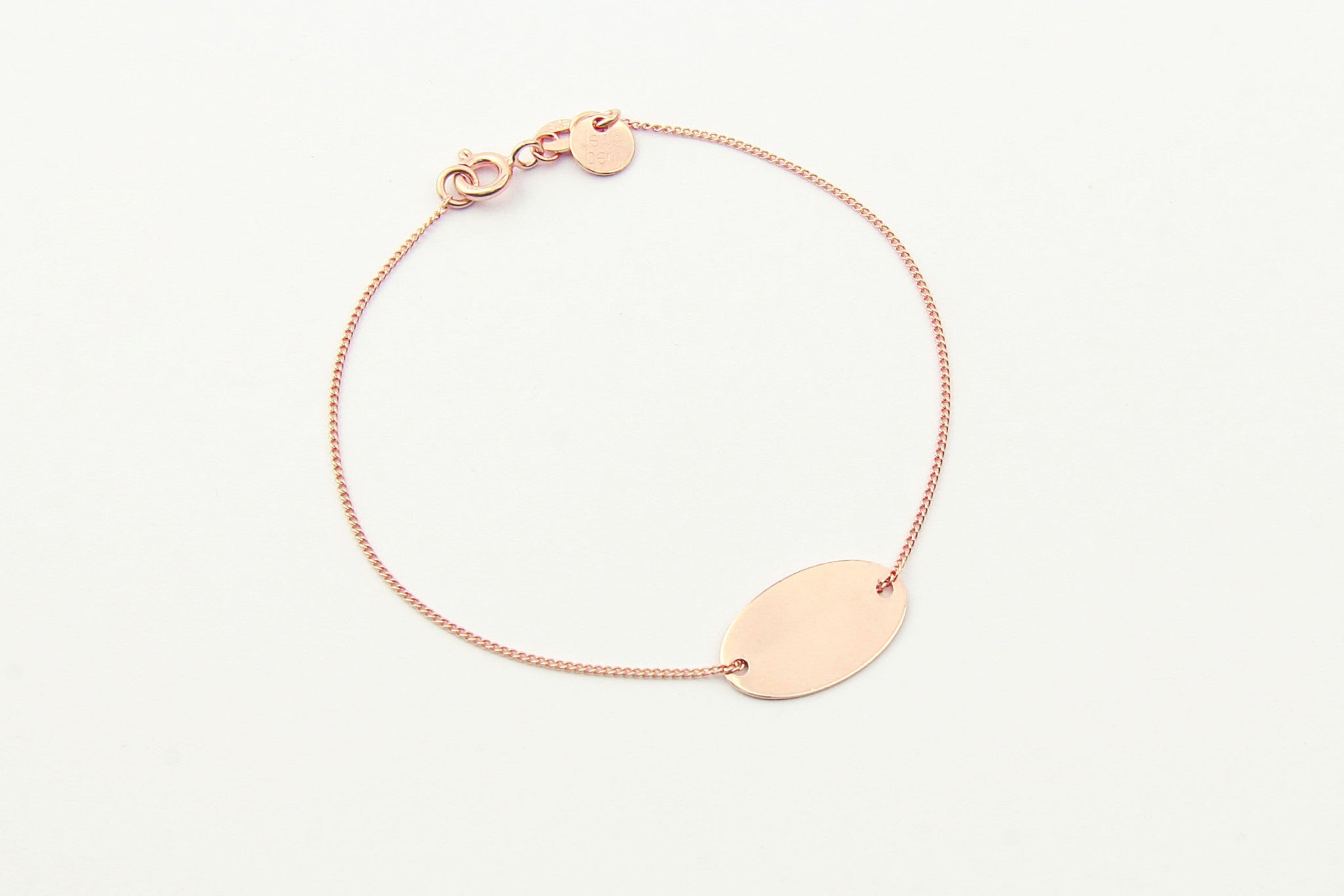 jewelberry armband bracelet oval disc double rose gold plated sterling silver fine jewelry handmade with love fairtrade curb chain